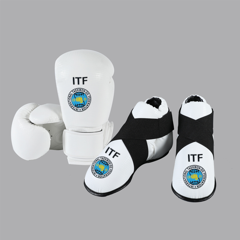 Sarung Tangan Taekwondo ITF Kulit PU Pelindung Kaki dan Tungkai untuk Latihan Karate Pelindung Pergelangan Kaki Peralatan Pelindung Cetak Logo