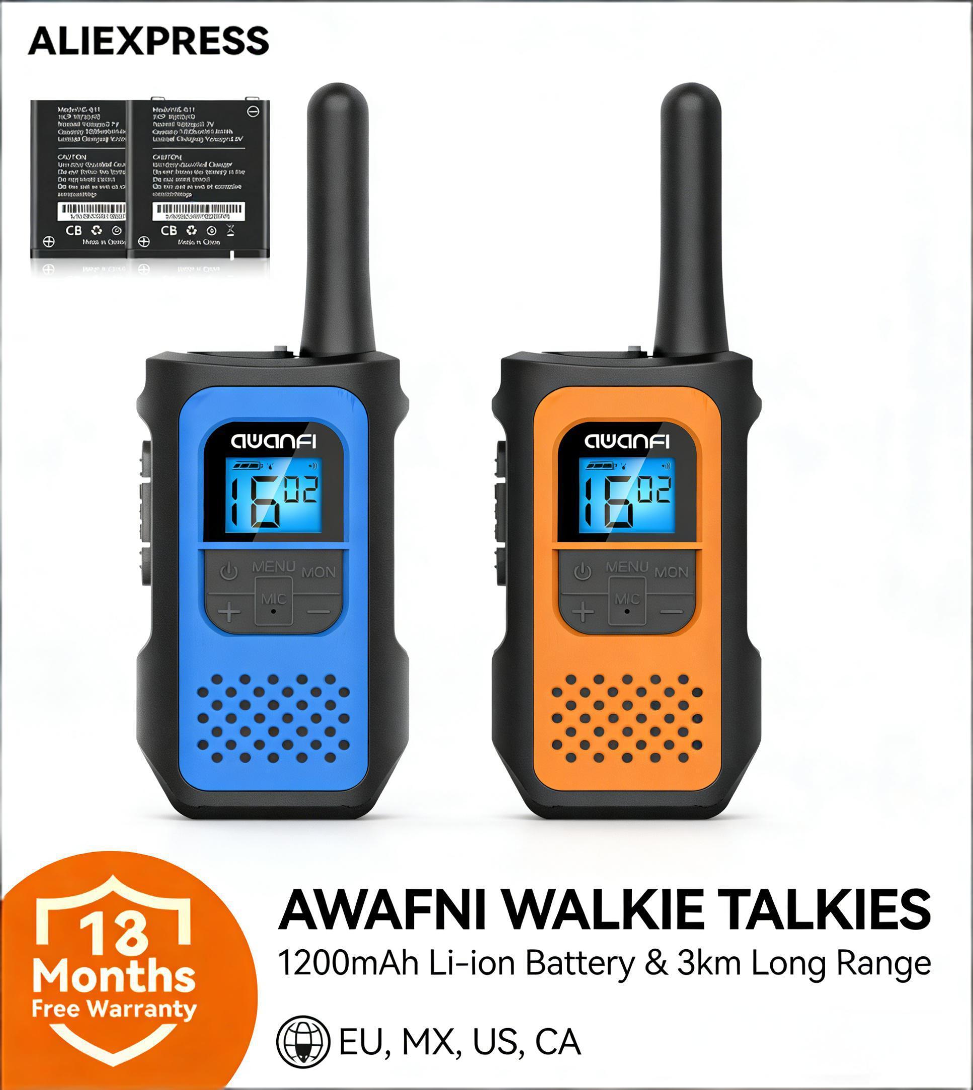 2/3/4 Walkie Talkies Recargables para Niños y Adultos, Largo Alcance, VOX, USB-C, Uso en Campamentos al Aire Libre, Solo para EE. UU., Canadá, México, UE y Reino Unido