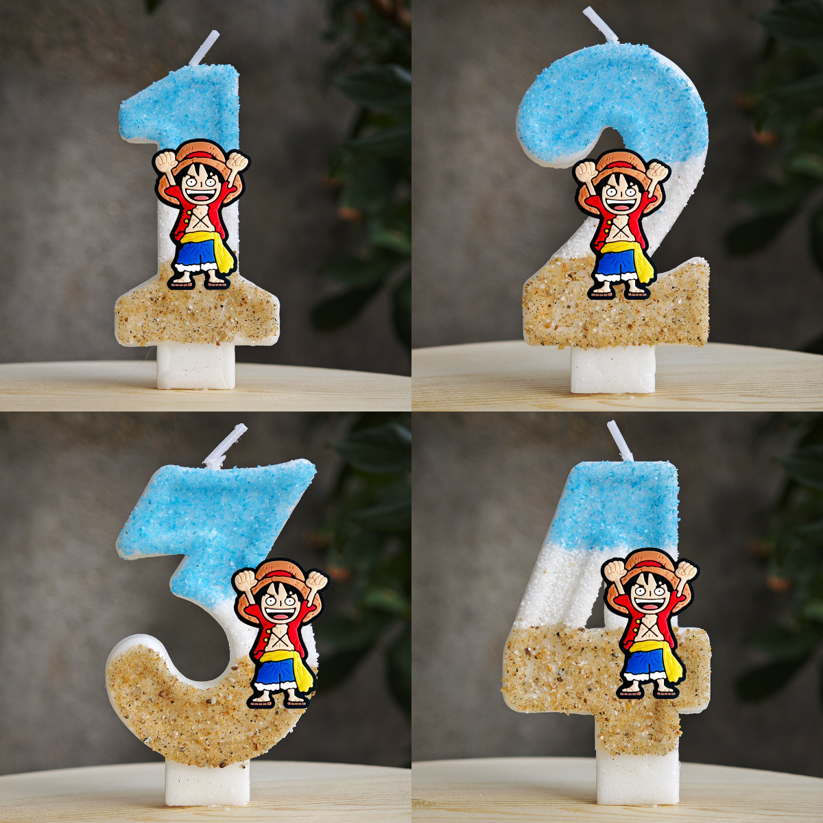 Figurine One Piece Luffy, bougies d'anniversaire, décoration créative pour gâteau, décorations de fête d'anniversaire pour enfants, cadeau