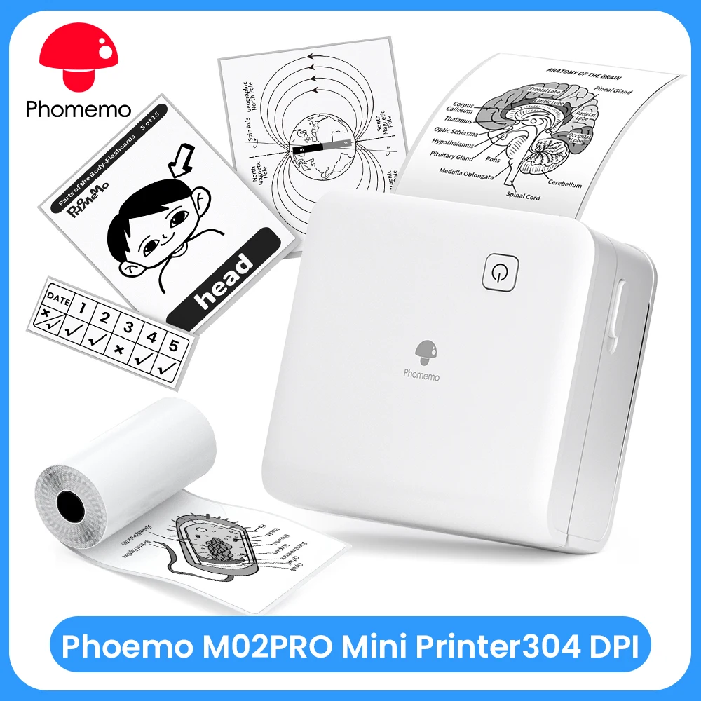 Phomemo 300 dpi zakprinter M02 Pro thermische Bluetooth draagbare miniprinter compatibel met iOS en Android voor studiewerk