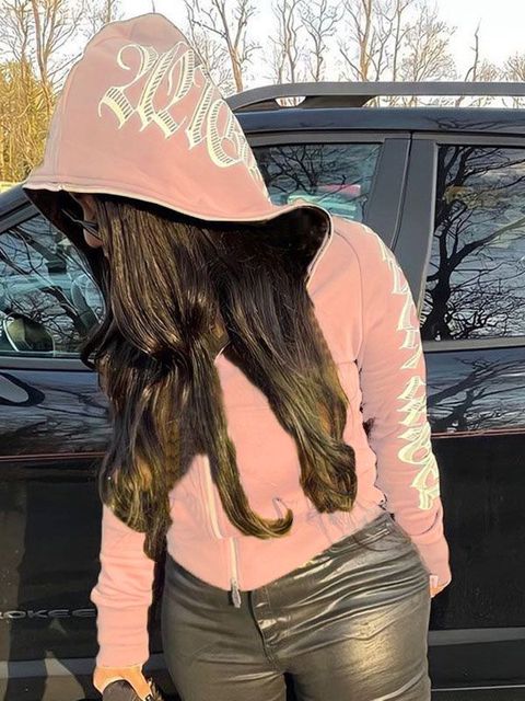 Modischer Damen-Hoodie mit Monogramm, einfarbig, langärmelig, Herbst-Neuheit im europäischen und amerikanischen Stil.