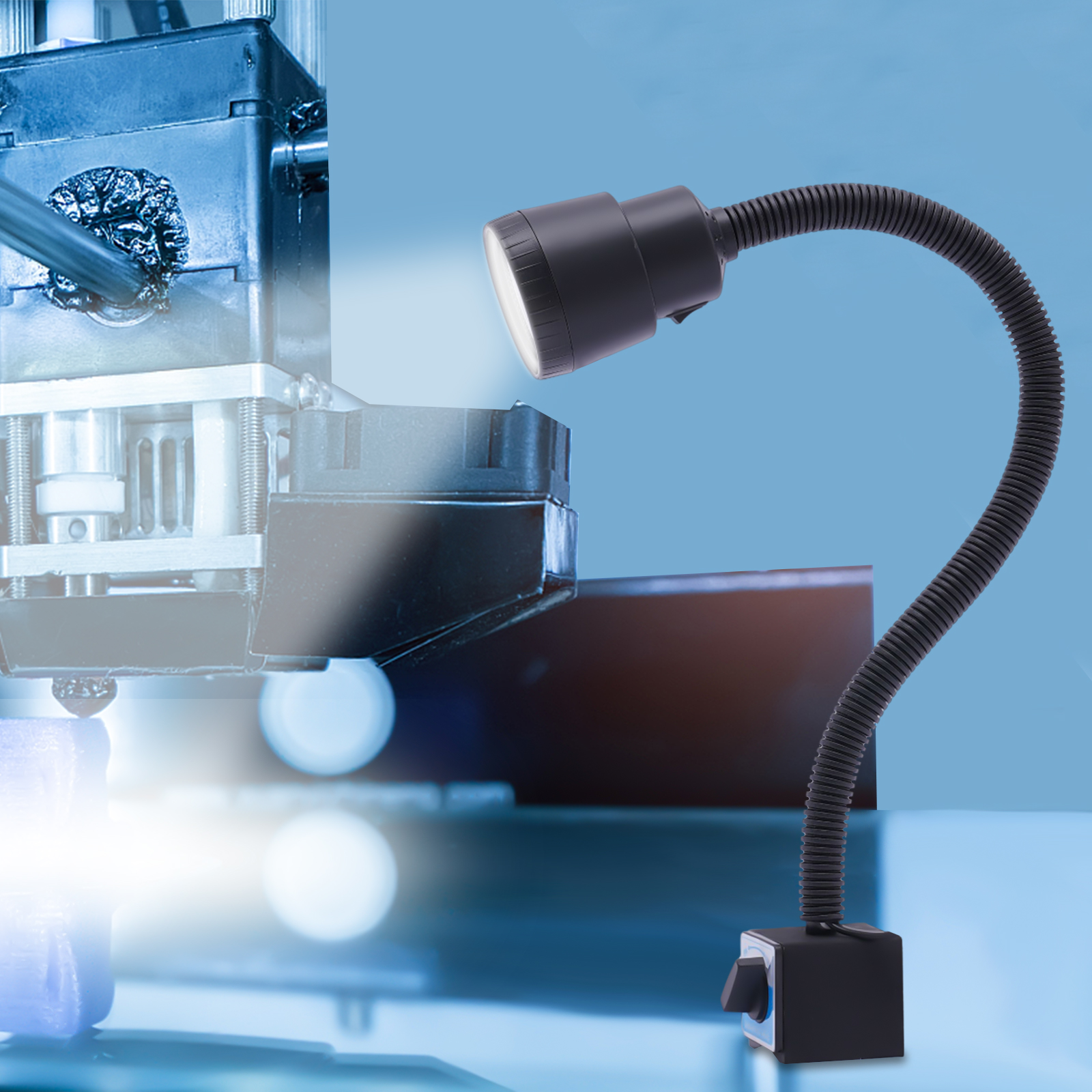 Lumière Led pour Machine-outil, tuyau à bras Long 5W, lampes de travail pour atelier, Base magnétique, lampe industrielle Super brillante