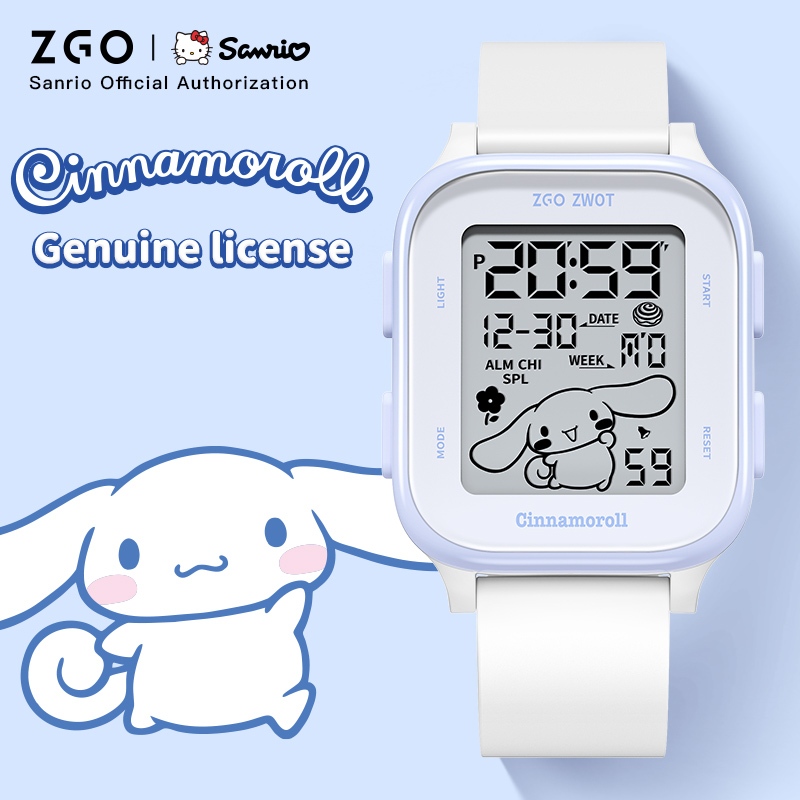 Детские часы ZGO Sanrio Cinnamoroll для девочек и студентов, милые простые стильные водонепроницаемые квадратные цифровые электронные часы, подарок 878