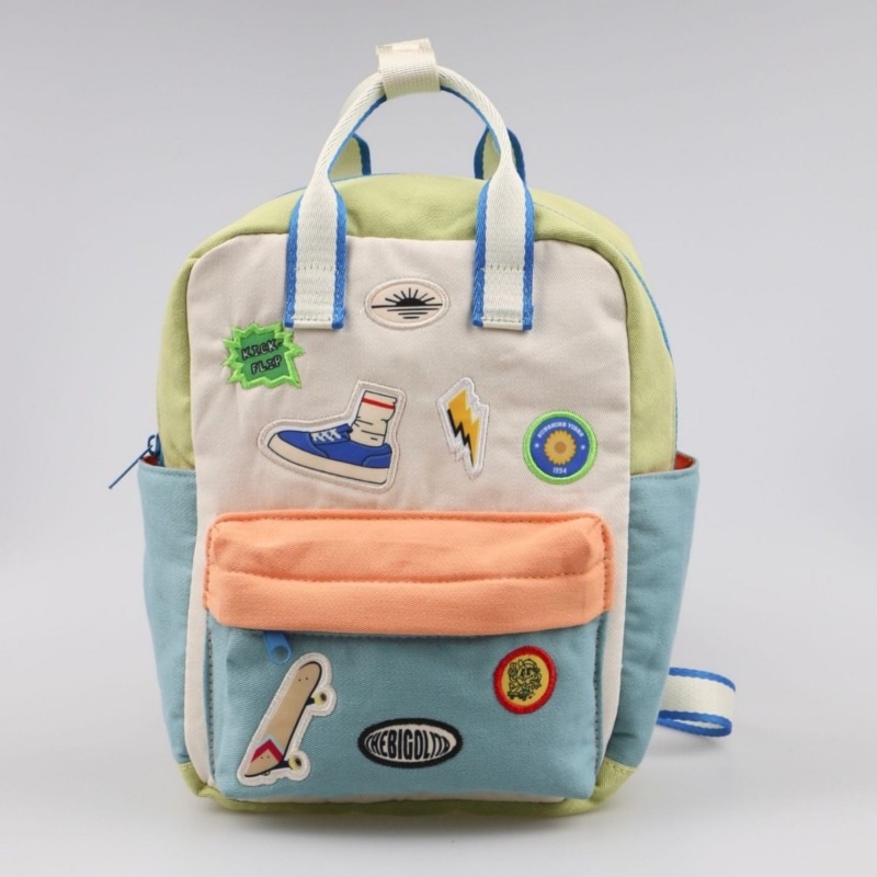 2026 Nieuwe Schattige Kinder Rugzak Lichtgewicht Canvas Kleuter Schooltas met Handvat en Voorvak voor Kleuters Jongens en Meisjes