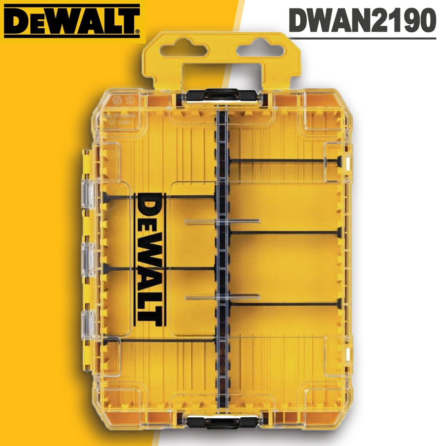 DEWALT Zestaw średnich wytrzymałych skrzynek/pojemników do przechowywania przezroczystych plastikowych wielofunkcyjnych skrzynek do układania w stosy DWAN2190