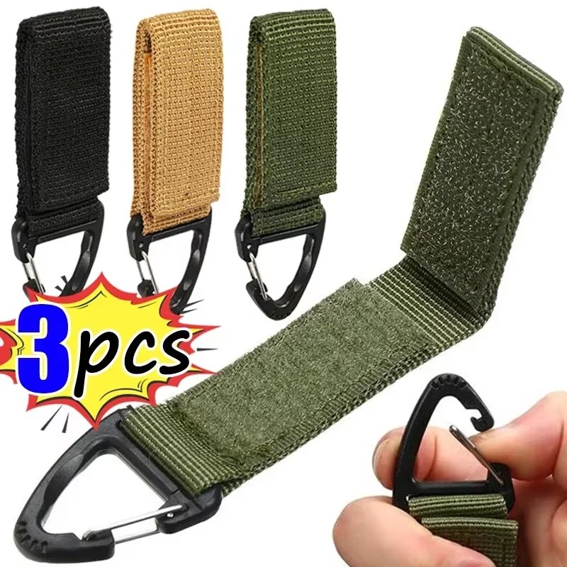 1/2/3Pcs ยุทธวิธีแขวน Key Hook CLIP CLAMP BUCKLE NYLON Webbing MOLLE เข็มขัด Carabiner กลางแจ้งสายคล้องปีนเขาอุปกรณ์เสริม