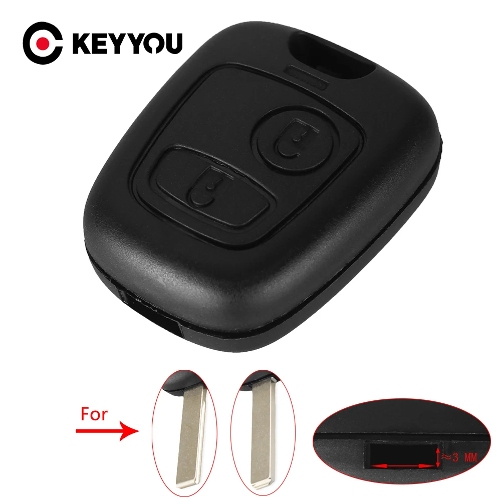KEYYOU coque de clé à distance pour Toyota AYGO pour citroën pour Peugeot sans lame sans logo 2 boutons