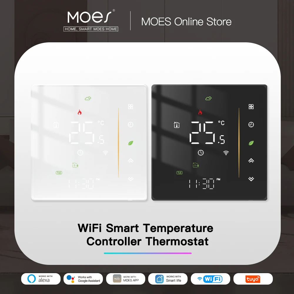 Termostato WiFi inalámbrico controlador de temperatura ambiente de agua/calefacción eléctrica de suelo caldera de Gas humedad Tuya funciona con Alexa