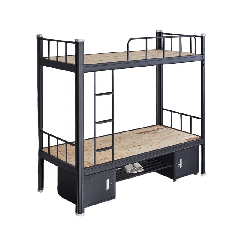 Schoolslaapzaal Metalen stapelbed Eenpersoonsbed Eenpersoonsbed Dubbel stapelbed Stalen eenpersoons hoogslaperframe met ladder
