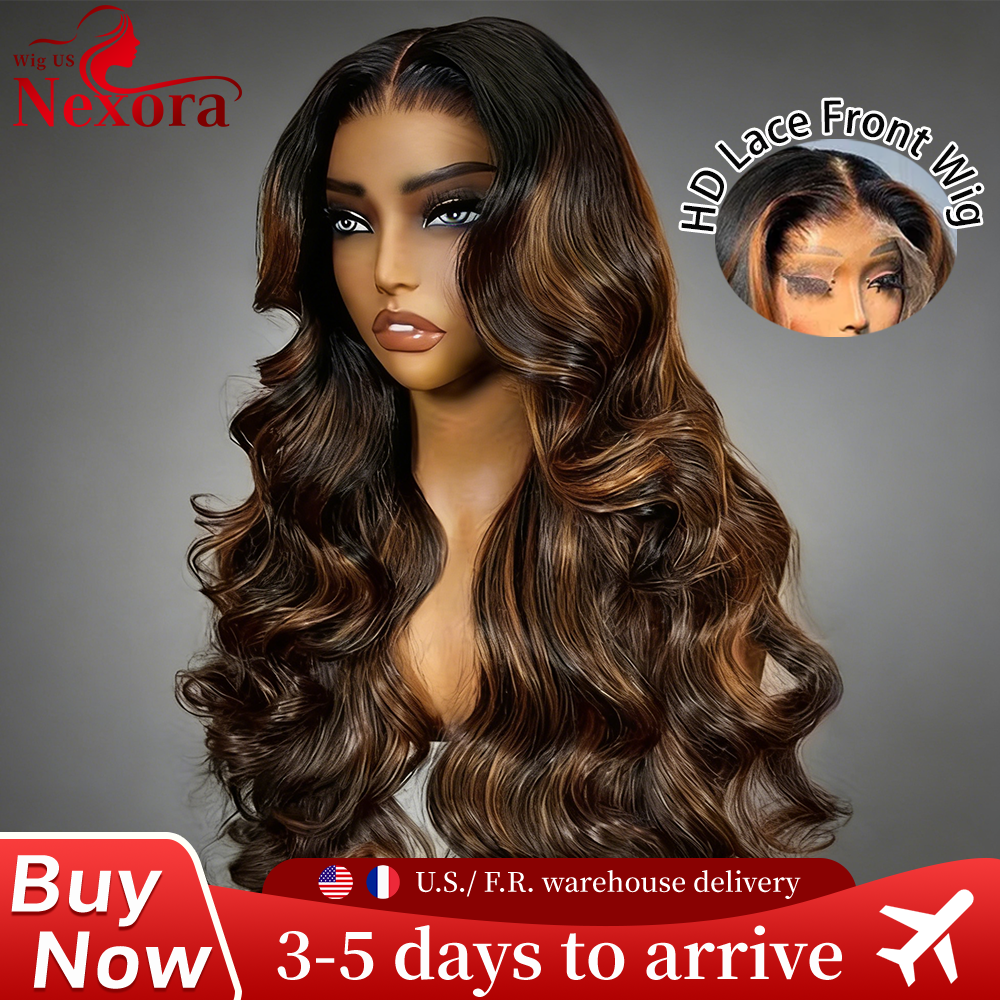 Parrucca 1B/30 Highlight con Onde Morbide, Capelli Umani, Parrucca Frontale in Pizzo 13x4, Brasiliana, Pre-Piumata, Pizzo Pre-Tagliato, Parrucche Senza Colla 4x4 5x5, Capelli Umani