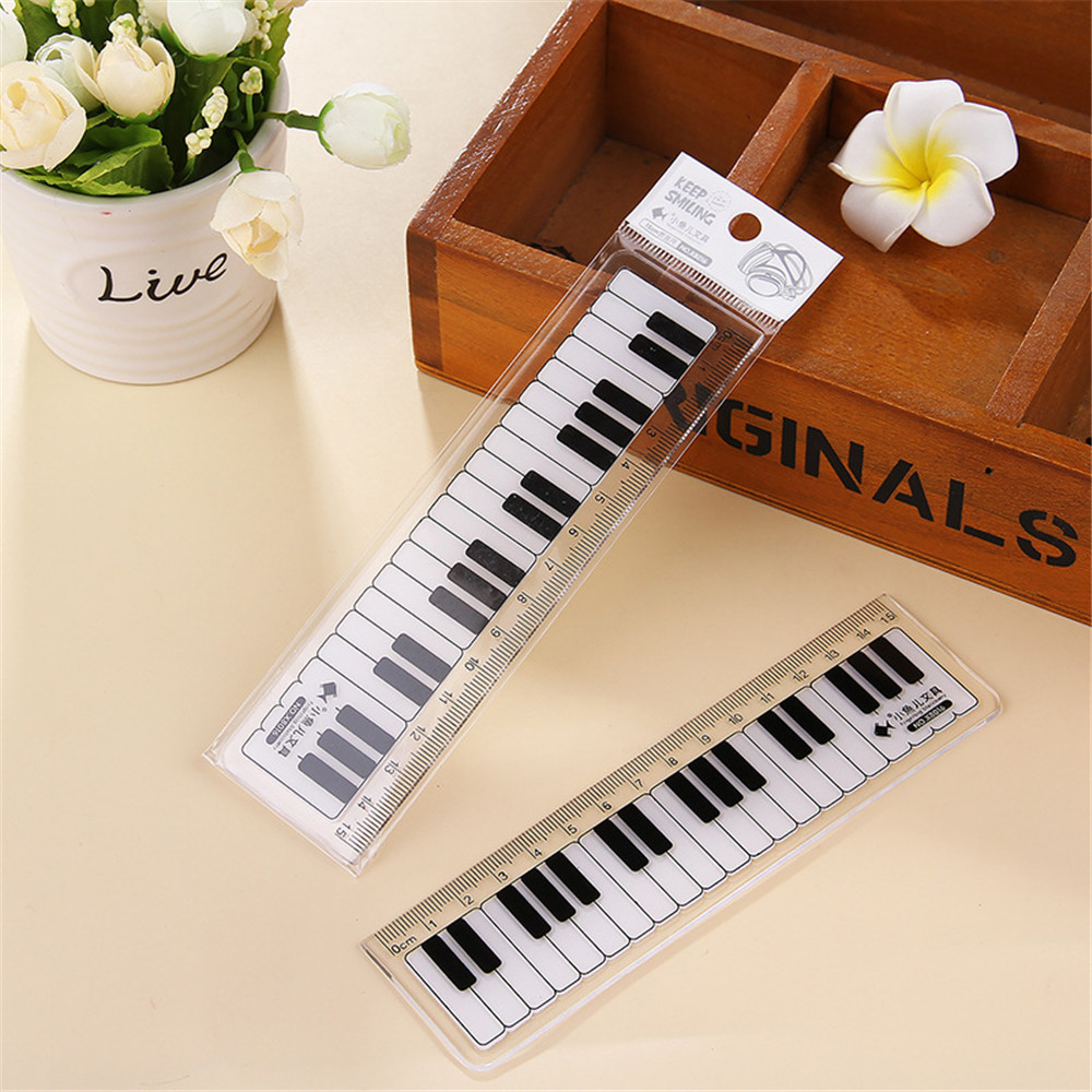 1 pièces mignon 15cm noir blanc Notes de musique Piano Transparent en plastique règles droites dessin règle de mesure étudiant papeterie