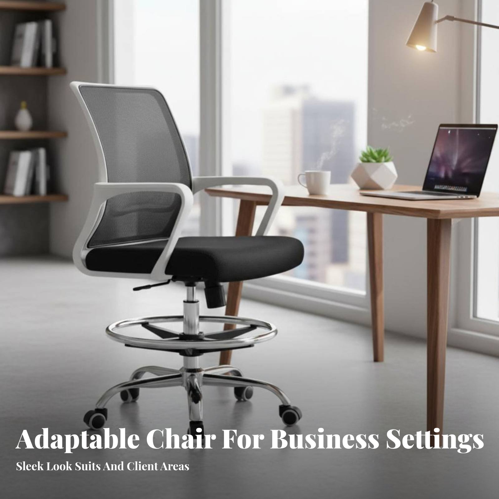 Cadeira de Desenho com Apoio para os Pés, Encosto Ergonômico, Móveis de Escritório, Rotação 360 Graus, Auxílio para Recepcionistas