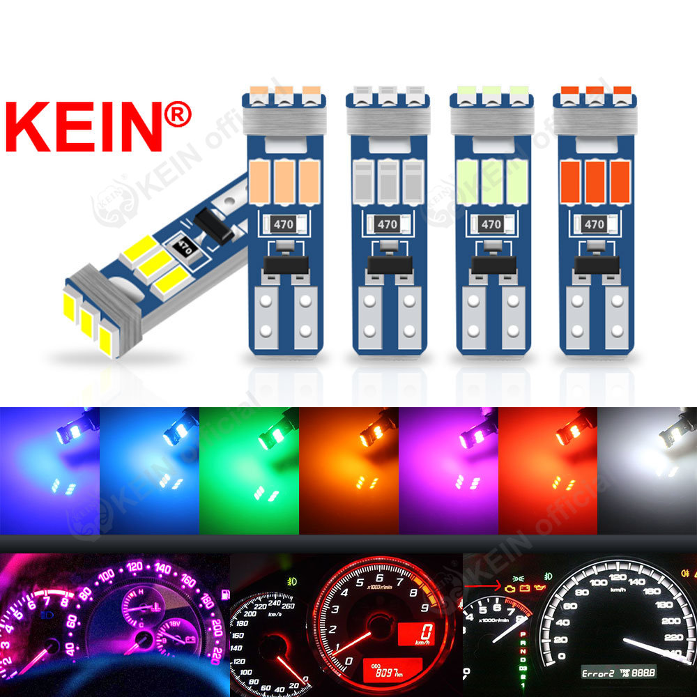Żarówki LED T5 W3W do deski rozdzielczej, 10 sztuk, do modeli 73 74 17 27, oświetlenie wnętrza samochodu, żarówki Neo Wedge do deski rozdzielczej, boczne lampki sygnalizacyjne.