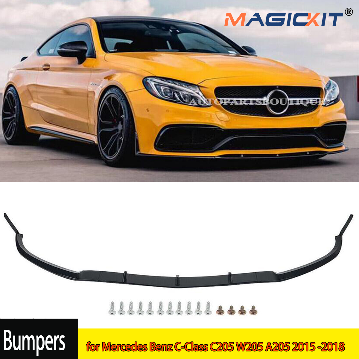 Przedni zderzak do Mercedes Benz C Class W205 C205 A205 ED1 Style Splitter Trim Car Przedni zderzak Spoiler Lip Gloss Black