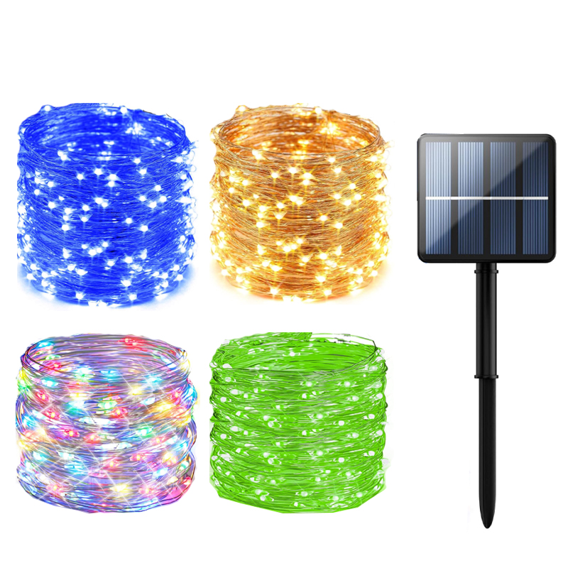 Guirnaldas de luces alimentadas por energía Solar, 7m, 12m, 22m, 32m, guirnalda LED impermeable para exteriores, lámpara de energía Solar, Navidad para decoración de jardín