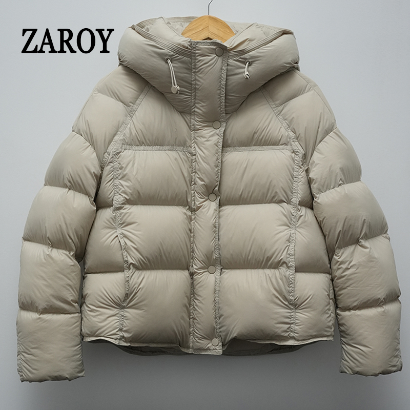 ZAROY 女性の冬のジャケット厚く暖かいフード付き綿パーカー韓国固体多用途カジュアルショートコート雪の上着 куртка