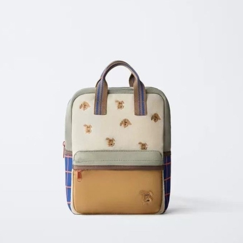 Tas Ransel Unisex Bordir Beruang Teddy Lucu Kartun Baru 2026, Tas Sekolah Pelajar Motif Kotak-kotak, Tas Ransel Kasual Modis