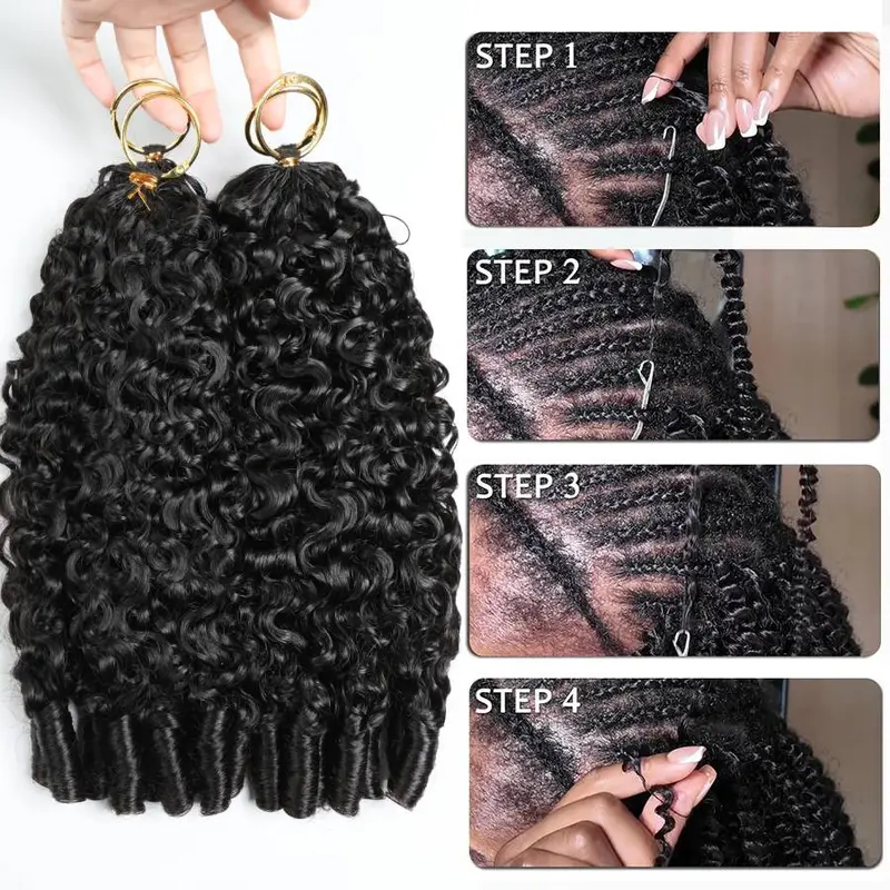Smilegirl 300g Cabello Humano Rizado Birmano para Crochet, Extensiones de Cabello con Nudos Invisibles, Cabello Rizado Birmano para Trenzas