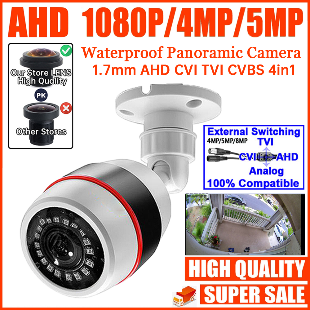 1.7Mm Góc Siêu Rộng Toàn Cảnh Camera Quan Sát AHD Camera HD 5MP 4MP 1080P SONY IMX326 Ống Kính Mắt Cá 3D Bóng tác Dụng An Ninh Hồng Ngoại Video