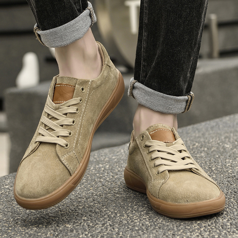 Scarpe Casual da Uomo in Vera Pelle, Taglie Grandi 36-46, Scarpe Oxford Versatili per Passeggio all'Aperto, Scarpe Formali in Camoscio Color Kaki