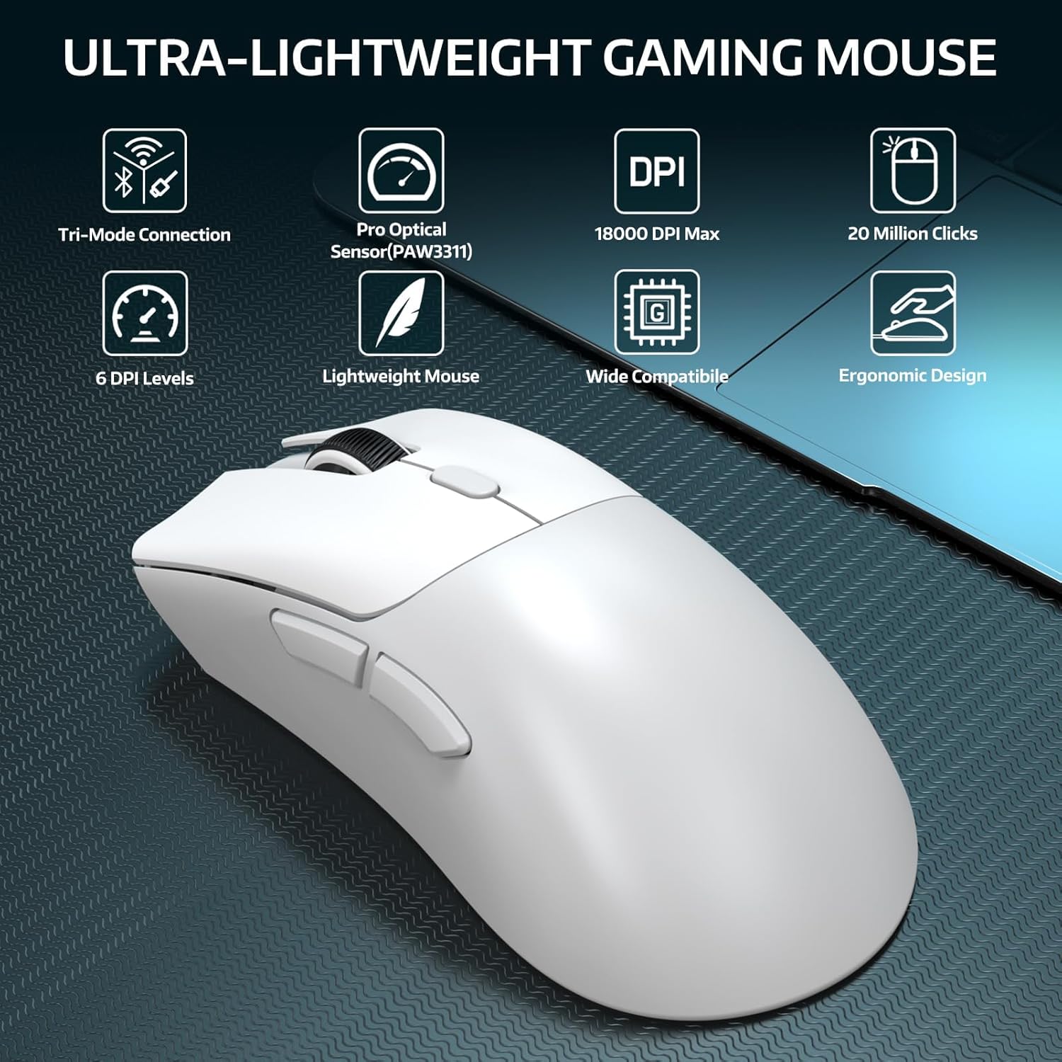 Mamba snake x attack shark r1 59g super leichte Maus, pixart paw3311 Gaming-Sensor, bt/2,4g drahtlose/kabel gebundene Gaming-Maus