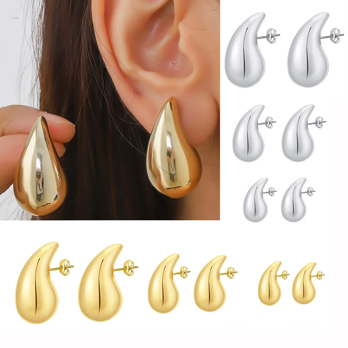 Andara Pendientes de lágrima de Plata de Ley 925, diseño llamativo, textura de Metal, joyería de moda de oro de 18k