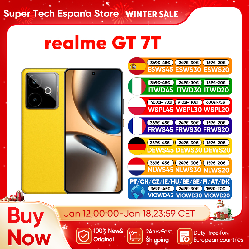 realme GT 7T Smartphone 5G 2025 Nieuwe Mediatek 8400-Max 7000 Mah Titan Batterij 120 W Ultra Charge 6.8 '' 120 Hz Display Global Versie