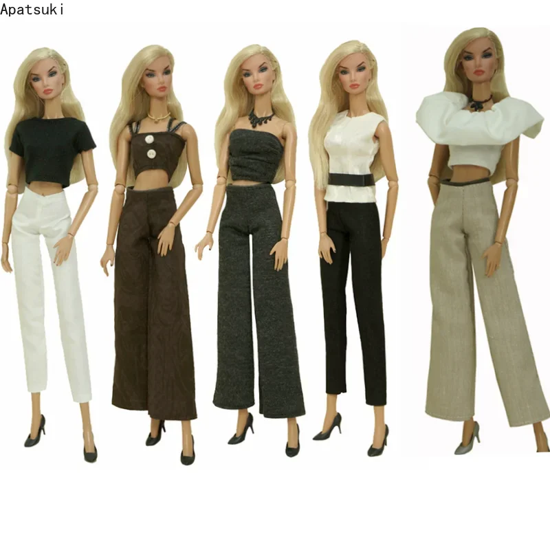 Conjunto de ropa de moda para muñeca Barbie, trajes de oficina para mujer, accesorios para muñeca Barbie, pantalones de pierna ancha, pantalones, juguetes, 1/6