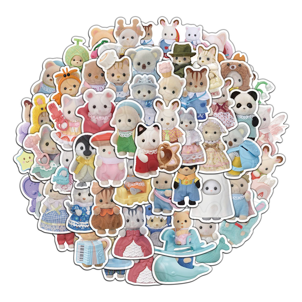 55/110/165PCS Calico Critters Familie Cartoon Leuke Handheld Notebook Skateboarden Bagage Decoratieve Stickers