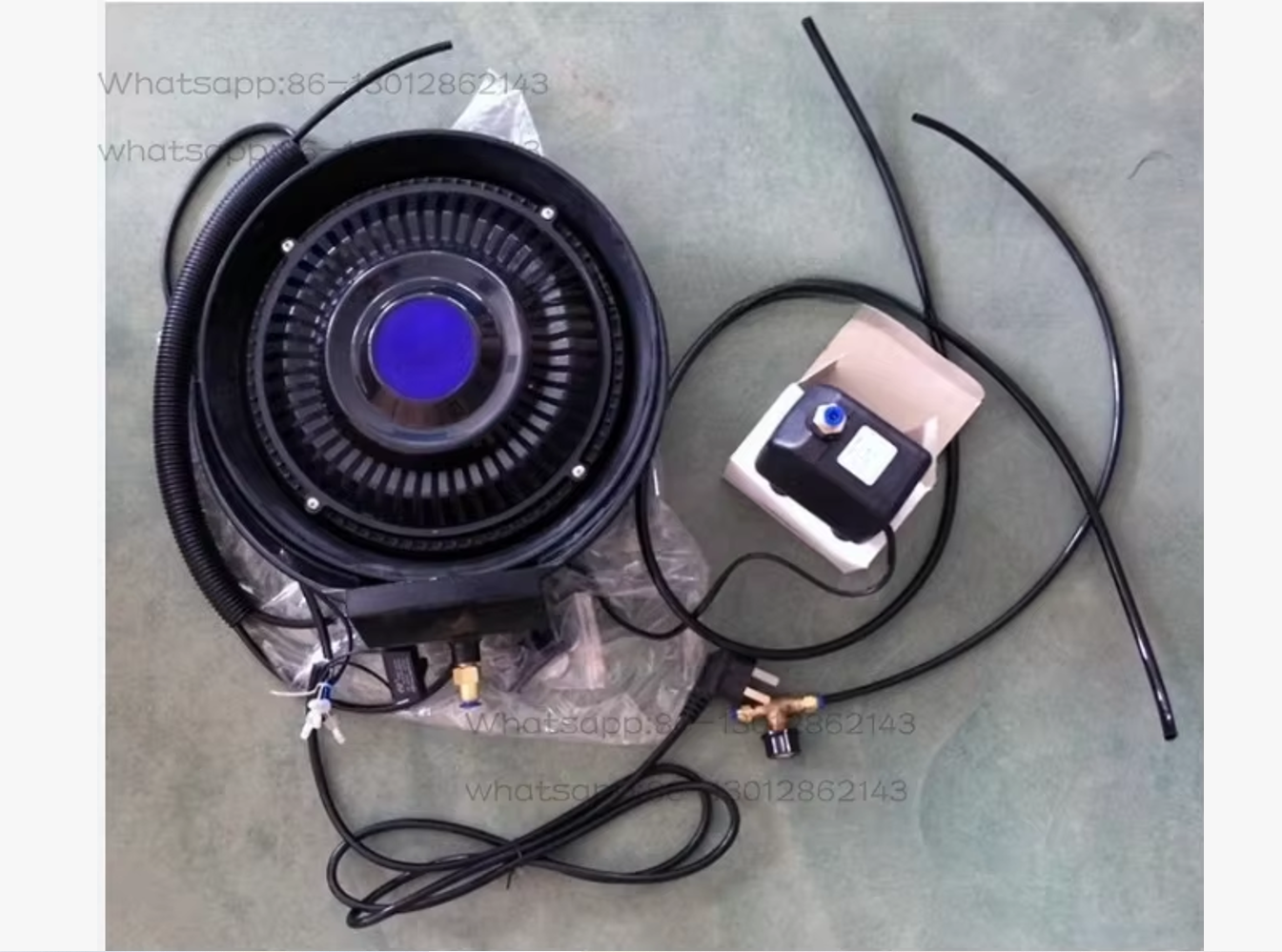 Ventilador elétrico de spray industrial Sistema de atomização de névoa de água Ventilador de umidificação de resfriamento ao ar livre
