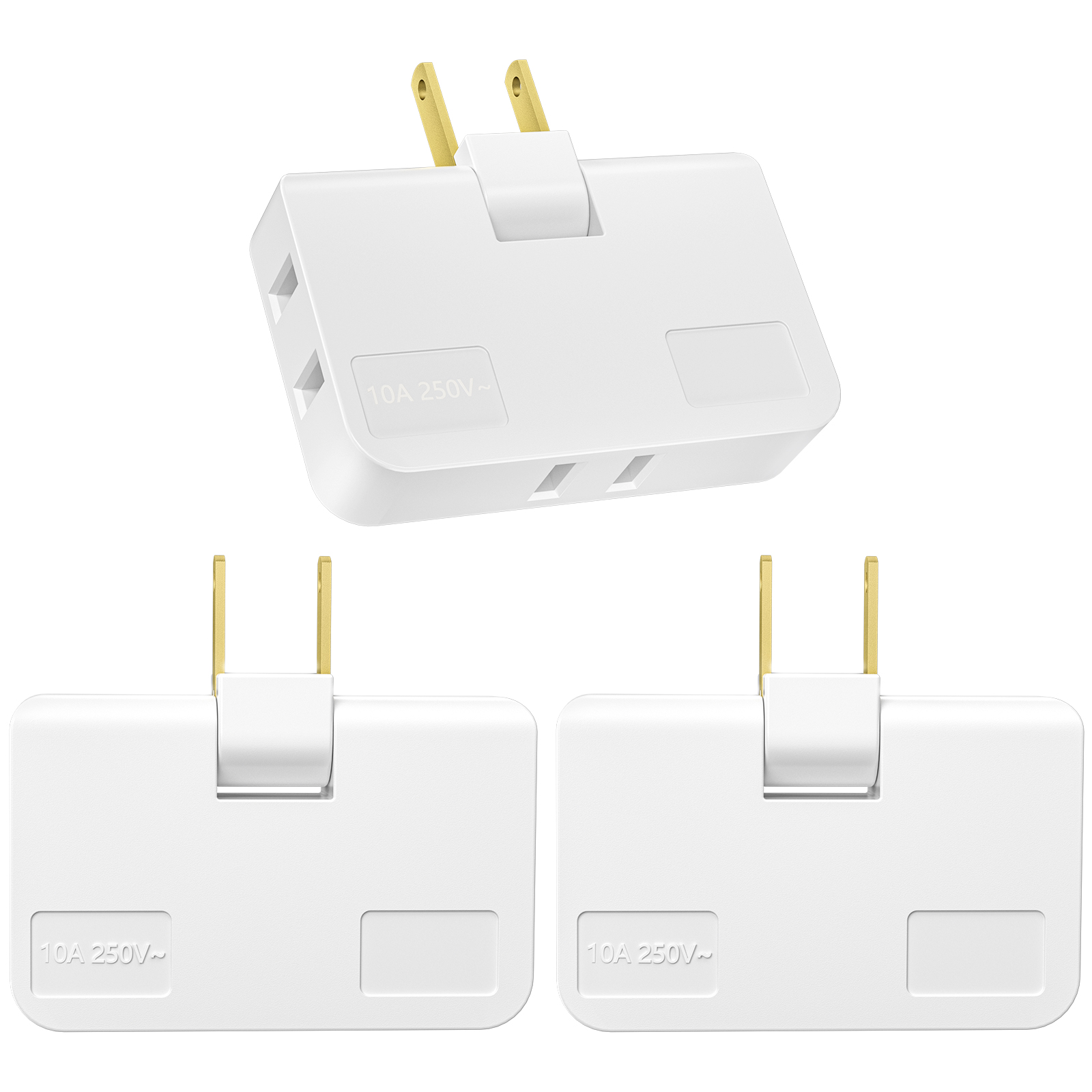 เต้ารับติดผนังแบบสหรัฐอเมริกา 3-in-1, ตัวขยายอะแดปเตอร์ไฟ 2 พินหมุนได้ 180 องศา, เหมาะสําหรับสหรัฐอเมริกา, แคนาดาและเม็กซิโก