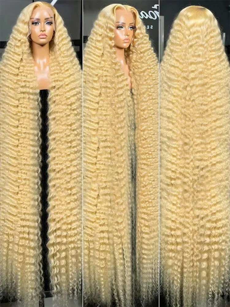 Perucas Frontais de Renda HD 13x6 com Cabelo Humano Ondulado Profundo Colorido 613, Perucas Frontais de Renda 13x4 com Cabelo Humano Cacheado Solto 32 36 Polegadas Loiro Mel Ondulado Vietnamita para Mulheres 230%