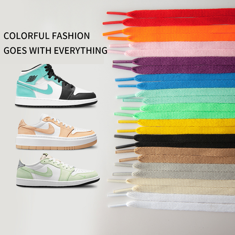 Cordones gruesos de 60cm ~ 180cm para zapatillas de deporte, cordones planos sin elasticidad, cordones de zapatos de colores para zapatos, cordones suaves clásicos