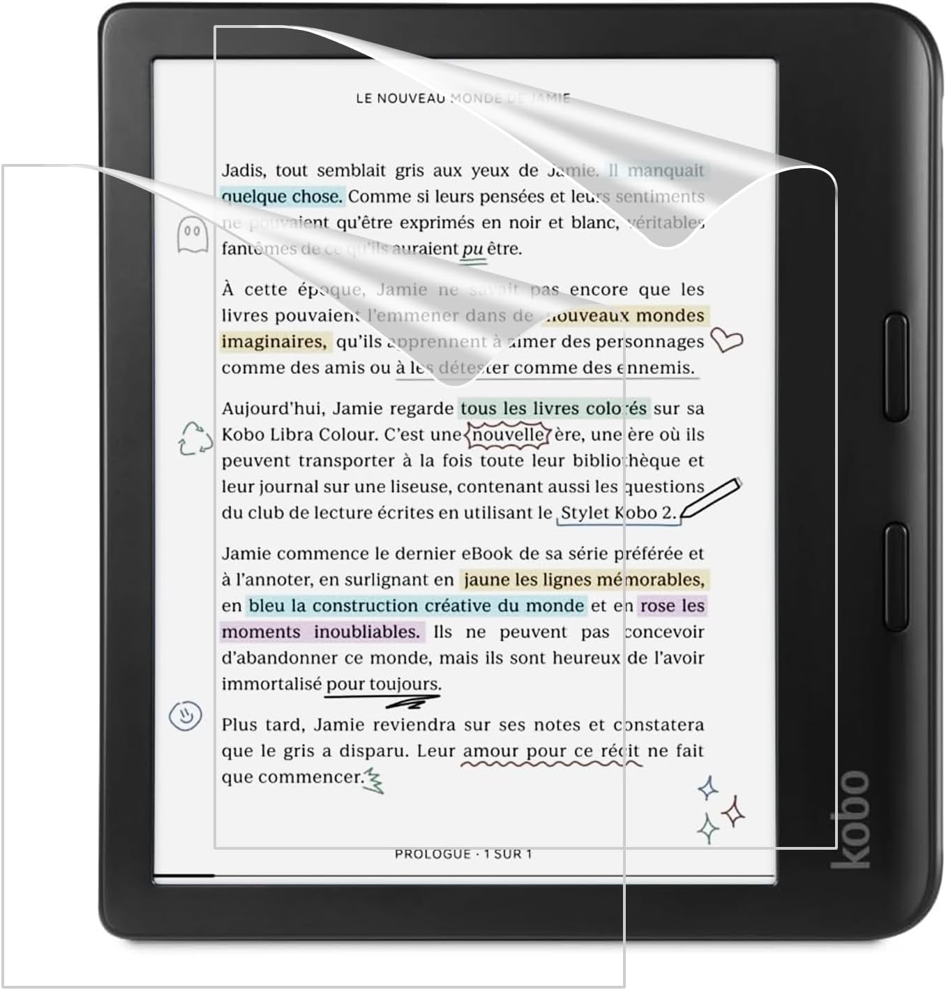 2er-Pack matte Displayschutzfolie für Kobo Libra Color 7 Zoll 2024/Kobo Libra 2 E-Reader 7" 2021 PET Anti-Glare Displayschutzfolie