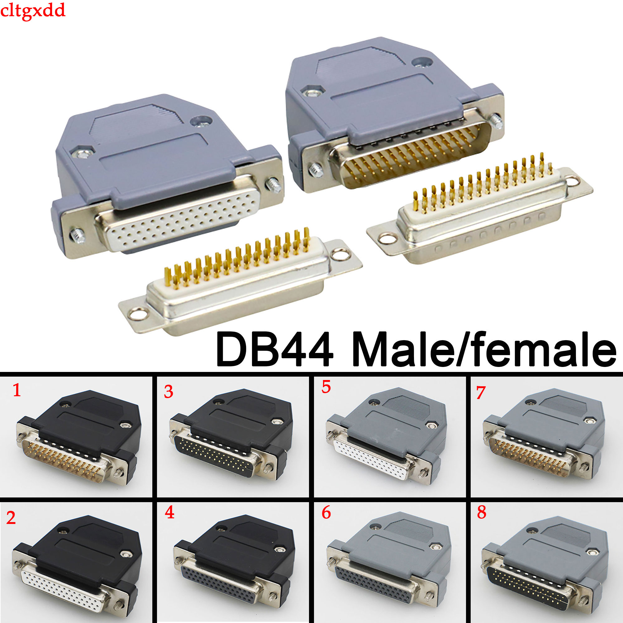 DB44หัวแร้งบัดกรีตัวผู้/ตัวเมียชุดเบ้าพลาสติกตัวเชื่อมแบบอนุกรม3แถว44พิน D-SUB อะแดปเตอร์44ขาสีดำเทา