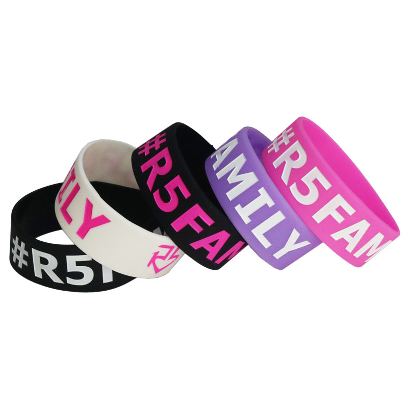 Bracelet en Silicone pour famille R5, 1 pièce, large bande 1 ", Bracelets en caoutchouc pour Concert de musique, taille adulte, bijoux cadeau, SH091