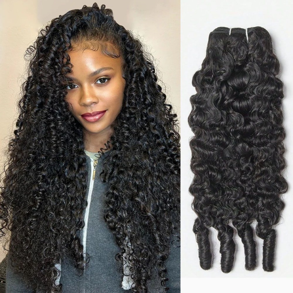 Cabelo Humano Cacheado Birmanês em Pacotes, Extensões de Cabelo Humano Brasileiro de Qualidade, Pacotes de Cabelo Ondulado Profundo, Pacotes de Cabelo Virgem