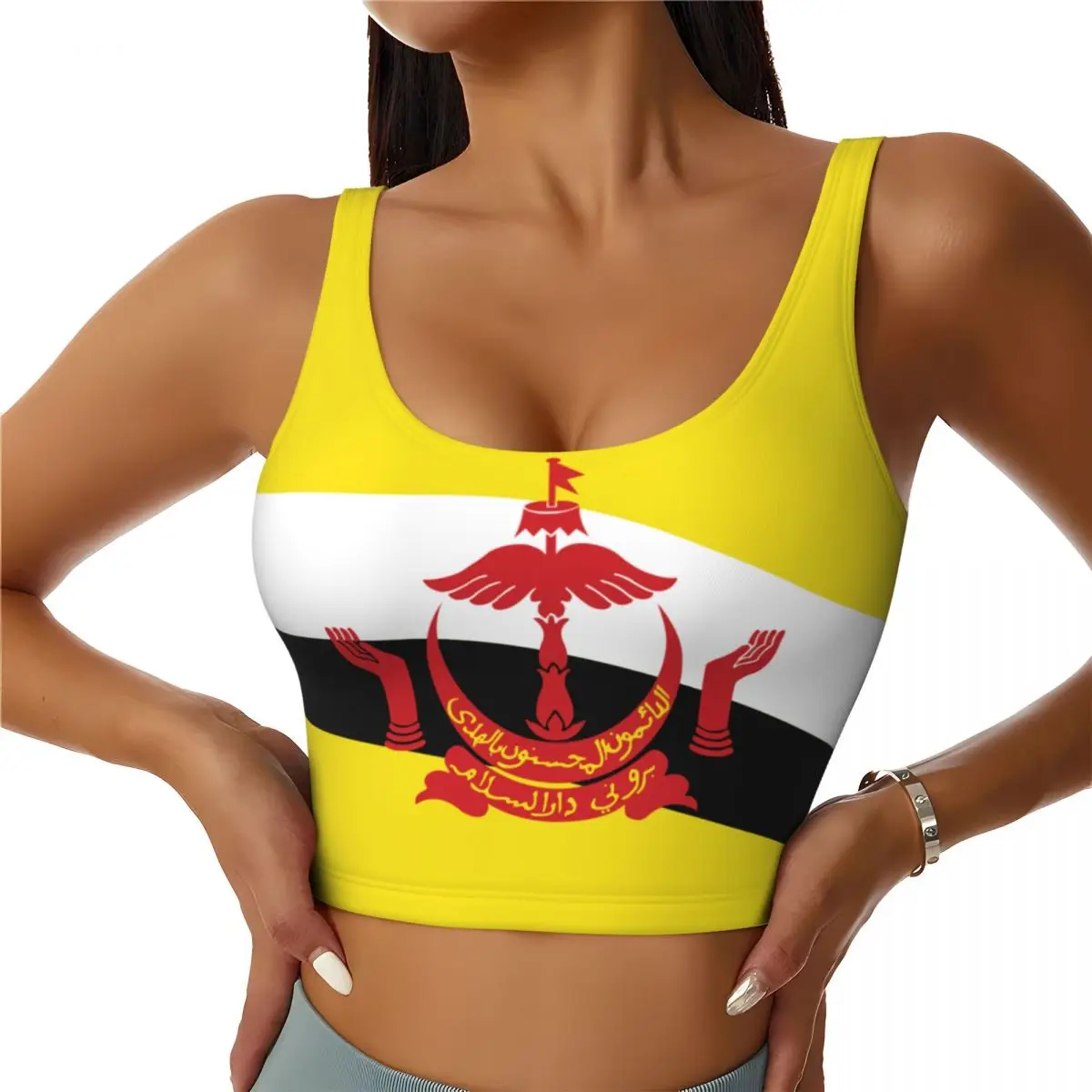 บรูไนธง Basic Tops ผู้หญิง Samba เซ็กซี่ V คอโยคะฟิตเนสเสื้อกีฬา
