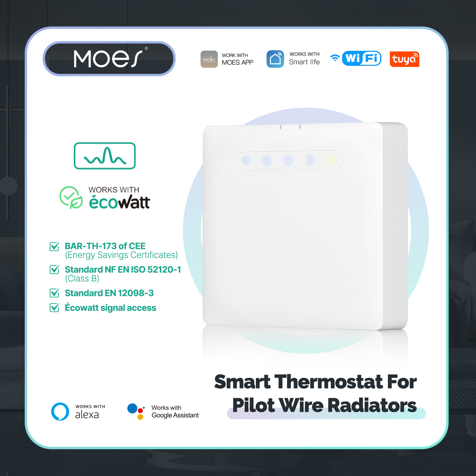 Wifi Smart Thermostat Für Pilot Draht Heizung Heizkörper Unterstützung Ecowatt Strom Überwachung App Fernbedienung Alexa GoogleHome