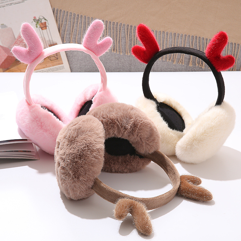 Kind Mädchen Geweih Form Ohrenschützer Weiche Plüsch Ohr Wärmer Winter Frauen Männer Mode Einfarbig Earflap Im Freien Kalte Schutz