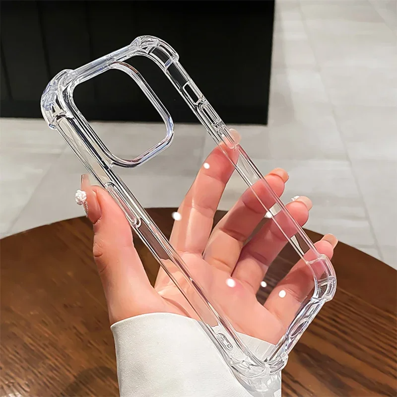 Противоударный силиконовый прозрачный чехол Air-Bag для iPhone 17 16 15 Plus 11 12 13 14 Pro Max Mini X Xs XR 7 8 Plus, прозрачная задняя крышка