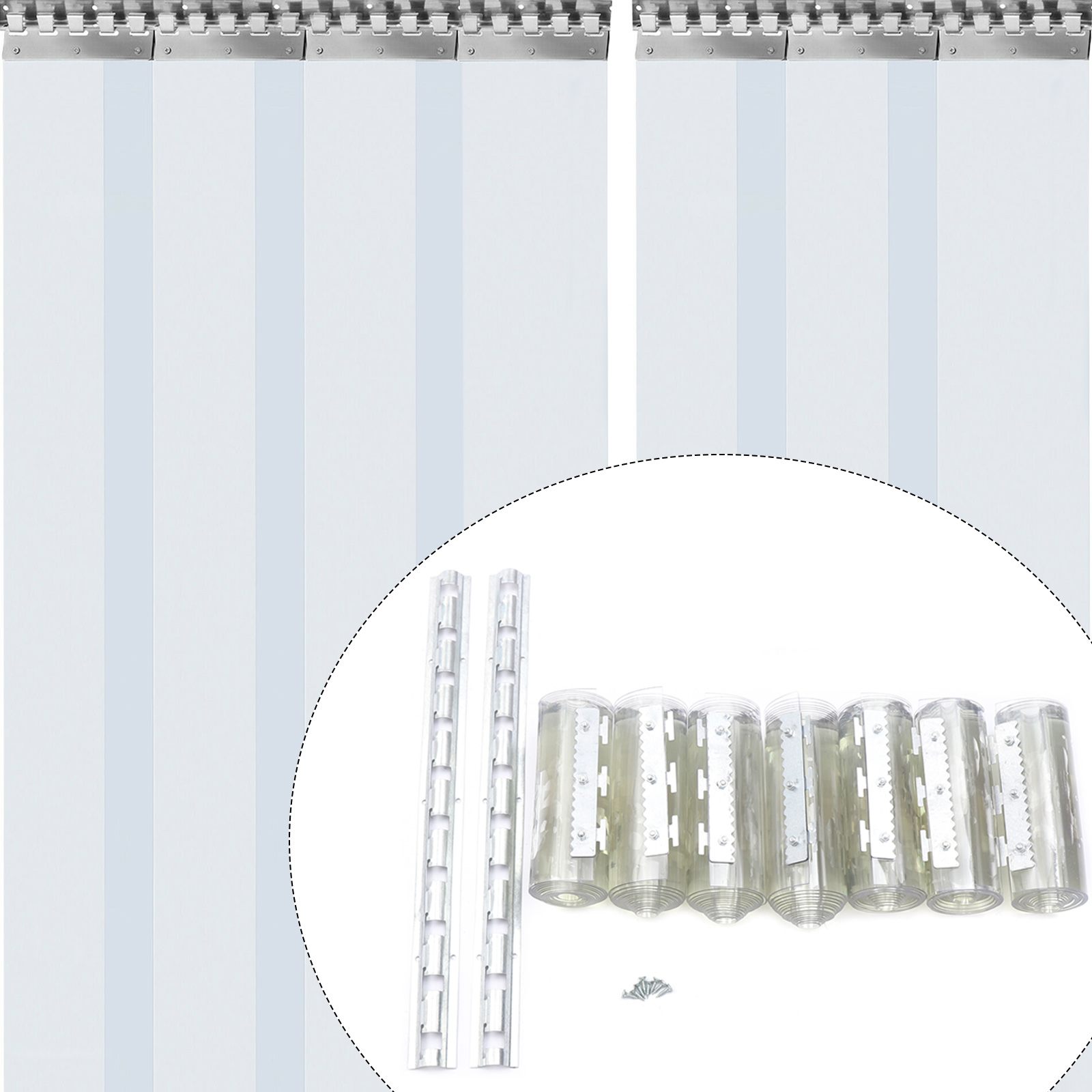 1 x 2 m 7PCS Cortinas de puerta transparentes Tira Cortinas de PVC