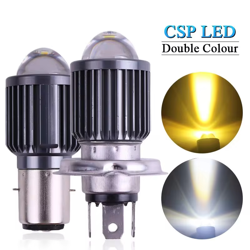 1 sztuk 10000 lm H4 LED reflektor motocyklowy H6 Led CSP obiektyw biały żółty Hi Lo Beam motocykl skuter światło do jazdy