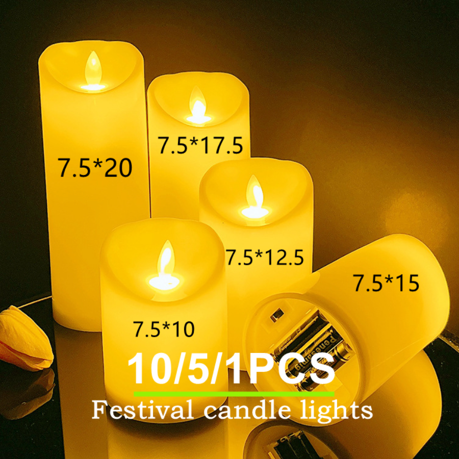 Velas LED sin llama, luz parpadeante, vela sin llama para decoración navideña, boda, suministro para fiesta de cumpleaños, venta al por mayor, 10 ~ 1 Uds.