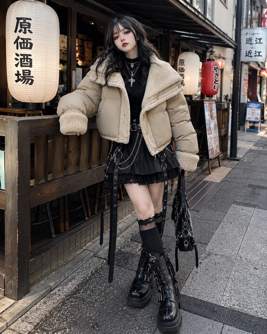 Giacca Puffer da Donna con Collo in Sherpa, Cappotto Invernale Caldo e Corto, Imbottito, Oversize, Foderato in Pile, Stile Coreano Y2K, Casual