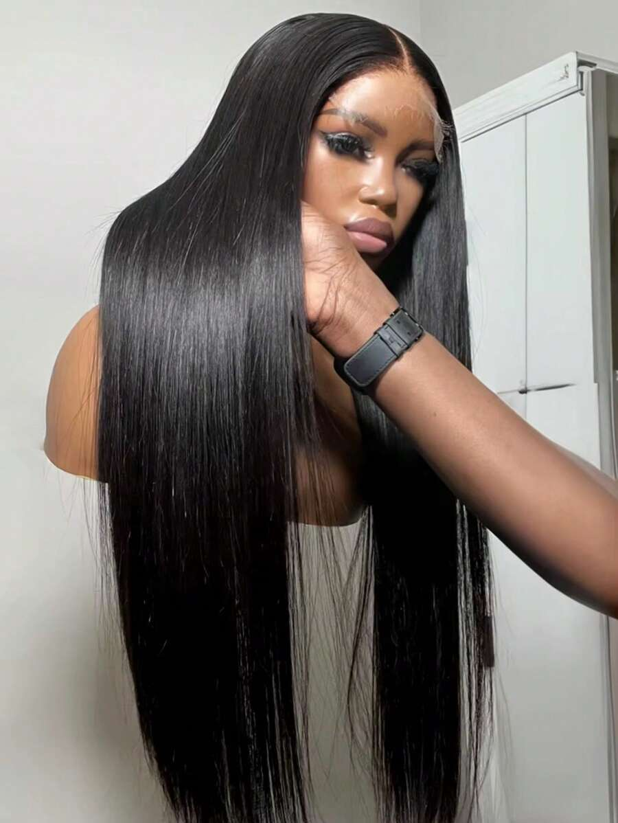 Transparent Lace Wig 13x6 Straight Lace Frontal Human Hair Wigs for Women Peruvian Remy 18-32inch Long Thick Human Hair Wig 180% Density 13x6 Big Full Human Hair Lace Wigs Pre-plucked With Baby Hair 30 Inch Raw Hair Wigs 3-5 Days Delivery No Shedding