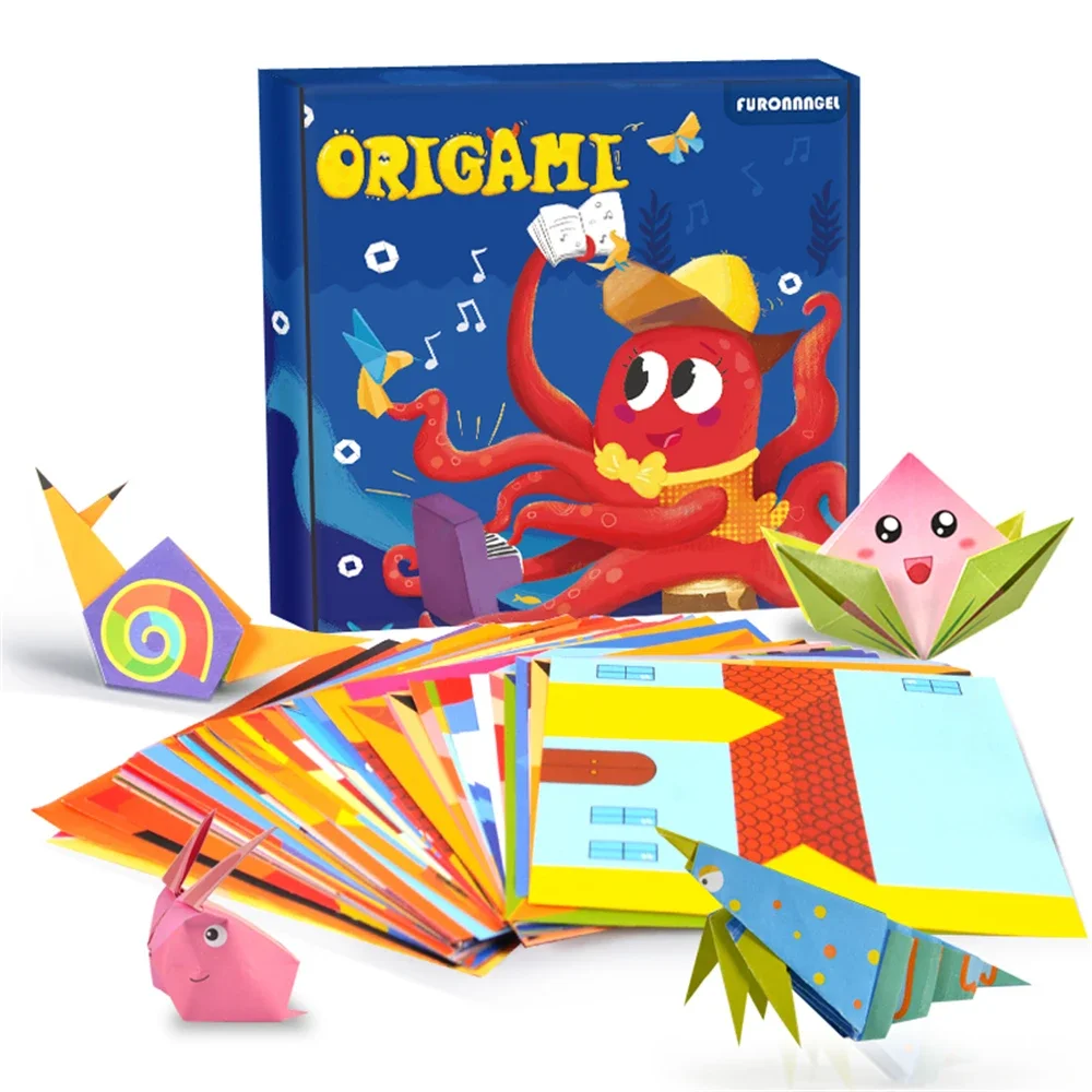 Juguetes Montessori de 108 páginas, papel de Origami de animales de dibujos animados, juguete artesanal para niños, juguete educativo de arte Parper artesanal para regalo de niños