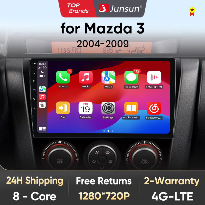 Junsun V1 AI voz inalámbrica CarPlay Android Auto Radio para Mazda 3 bk maxx axel 2004-2013 4G coche Multimedia GPS 2din autoradio