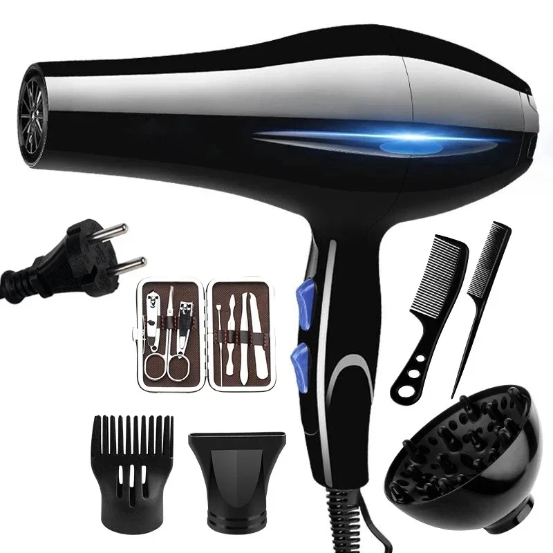 Sèche-cheveux professionnel 2200W, puissant, chauffage rapide, réglage chaud et froid, sèche-cheveux ionique avec collecteur d'air