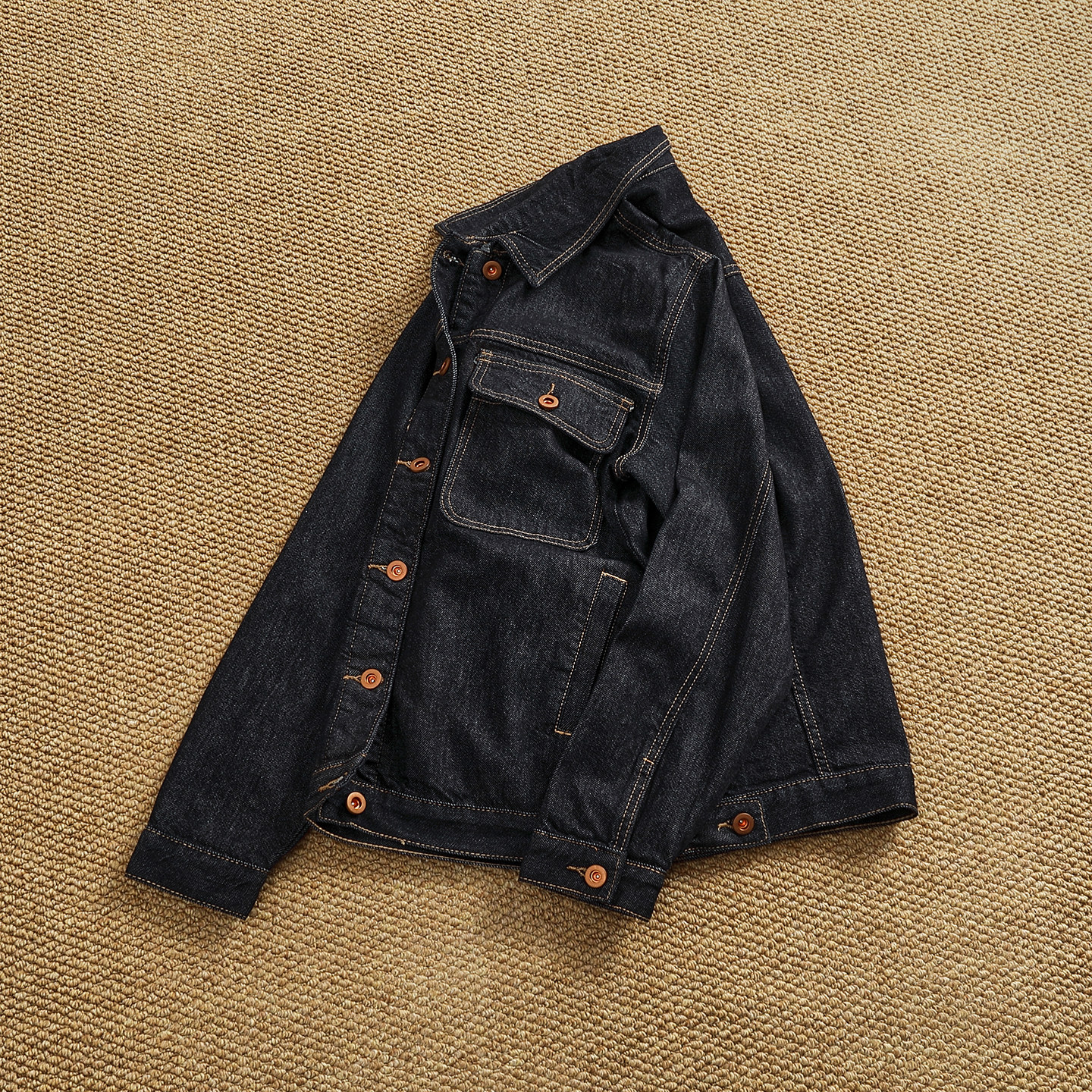 Spring New American Retro Heavyweight Solid Color Multiple Pockets Denim Jacket Men's Fashion Washed Loose Leisure Outerwear